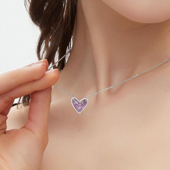 Natural Stone Moissanite Heart Teardrop Irregular Necklace for Women Rose Quartz - Picture 3 of 8